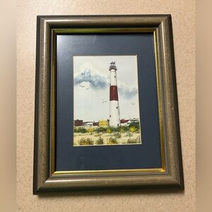 Vintage Elaine Knoll Framed Print - Atlantic City NJ Absecon Lighthouse Nautical